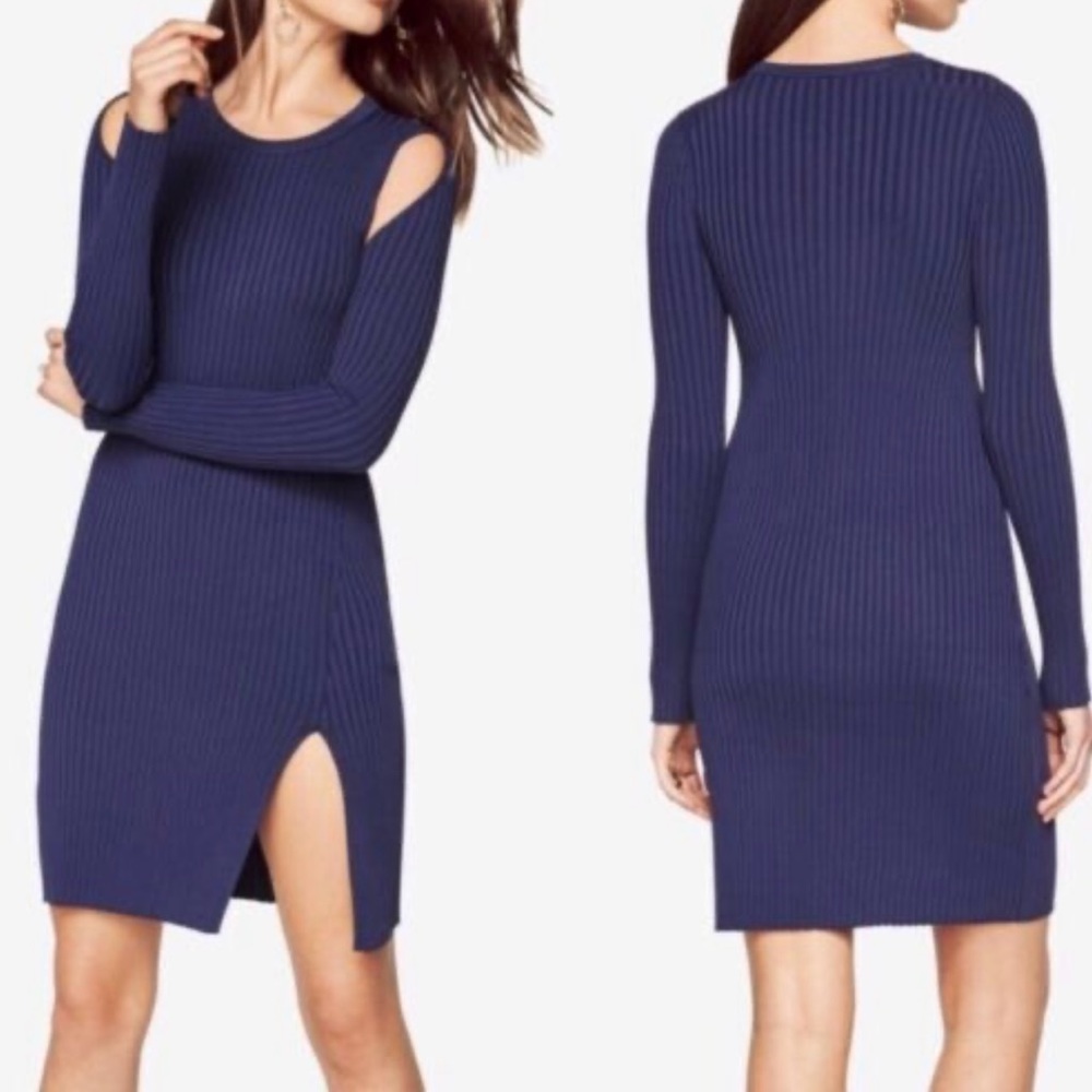 BCBG MaxAzria cold shoulder , front slit dress